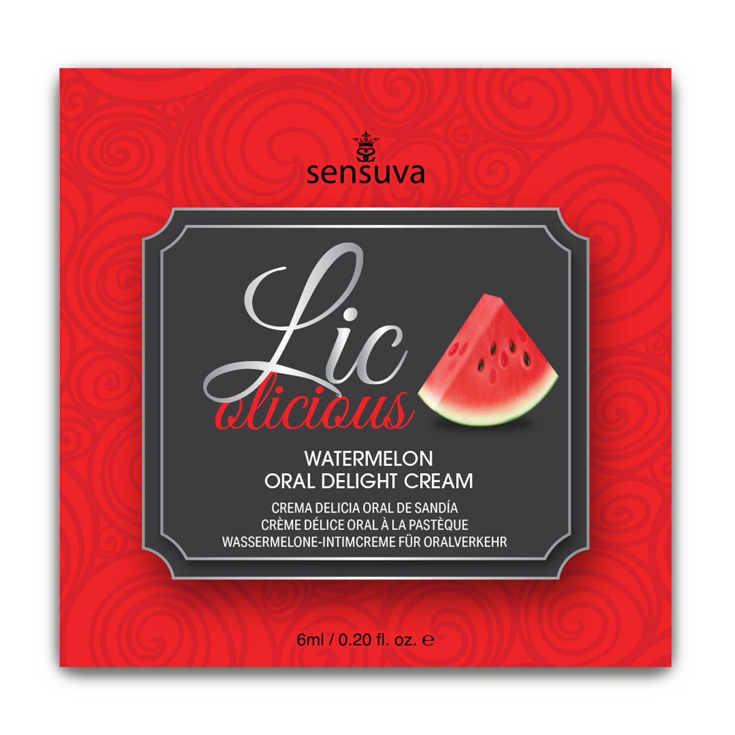 Пробник геля для минета Sensuva Lic-o-licious Watermelon маслянистый без сахара 6 мл (SX0663)