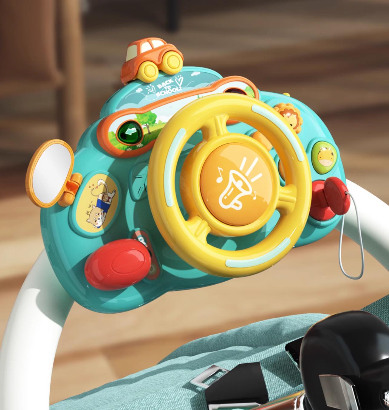 Іграшка інтерактивна кермо музичне на коляску з кріпленнями Бірюзовий (29666416)