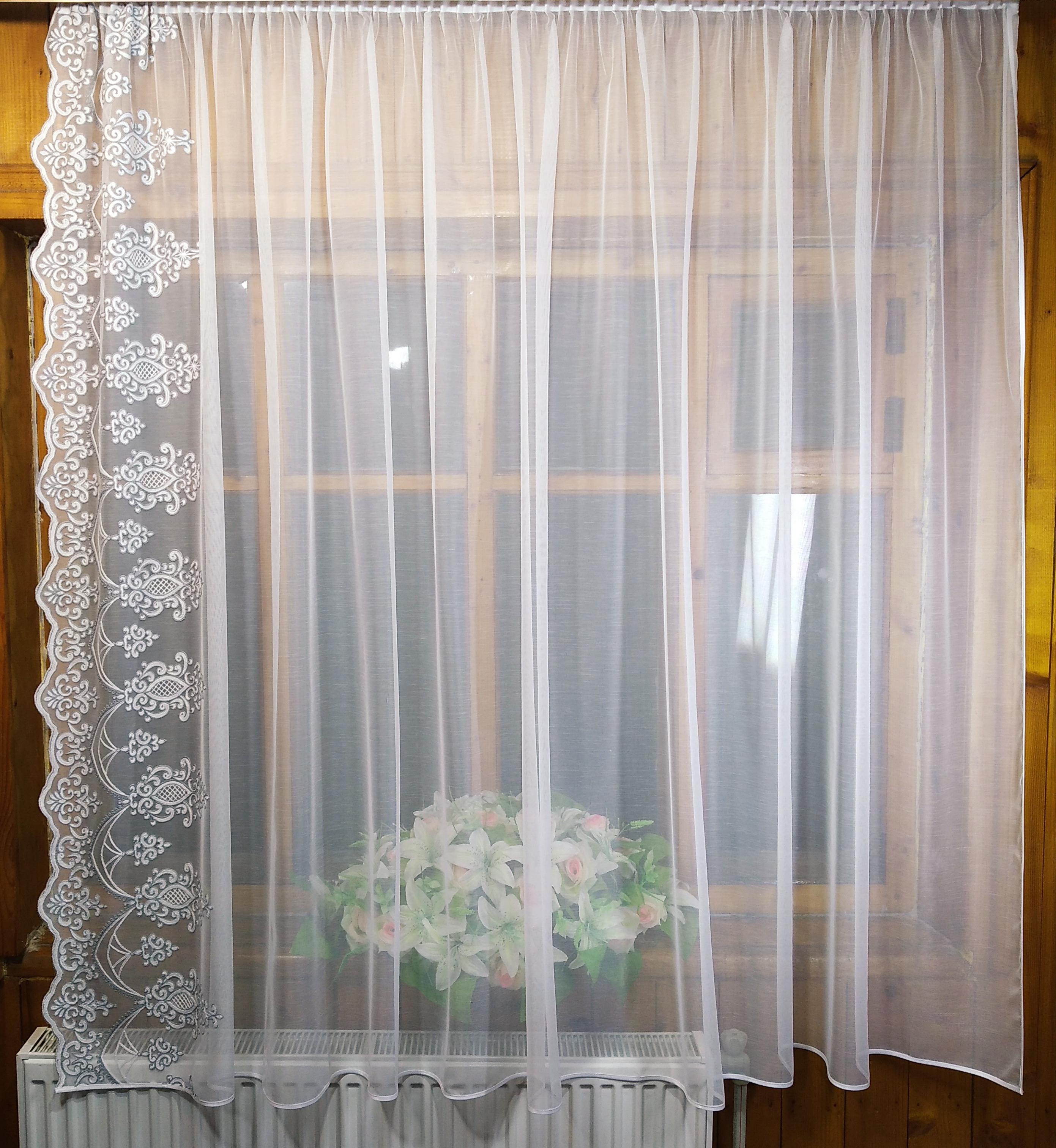 Фіранка кухонна коротка готова Ажур вишивка права Білий/Бамбук/Сірий - фото 4 Фіранка кухонна коротка готова Ажур вишивка права Білий/Бамбук/Сірий - фото 4