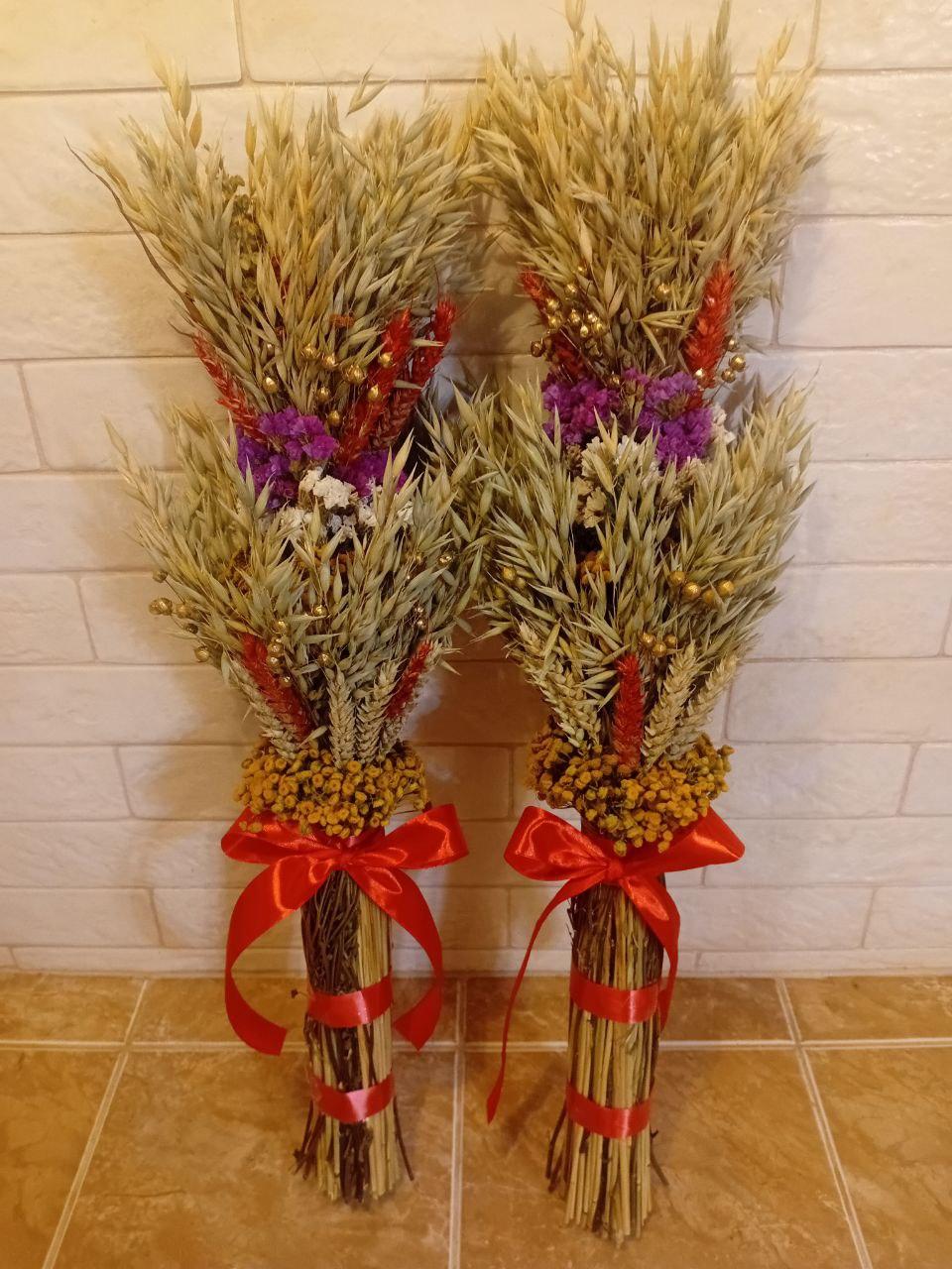 Дидух рождественский из колосья пшеницы/льна и овса 50-55 см с красной лентой (2813747862) - фото 3 Дидух рождественский из колосья пшеницы/льна и овса 50-55 см с красной лентой (2813747862) - фото 3