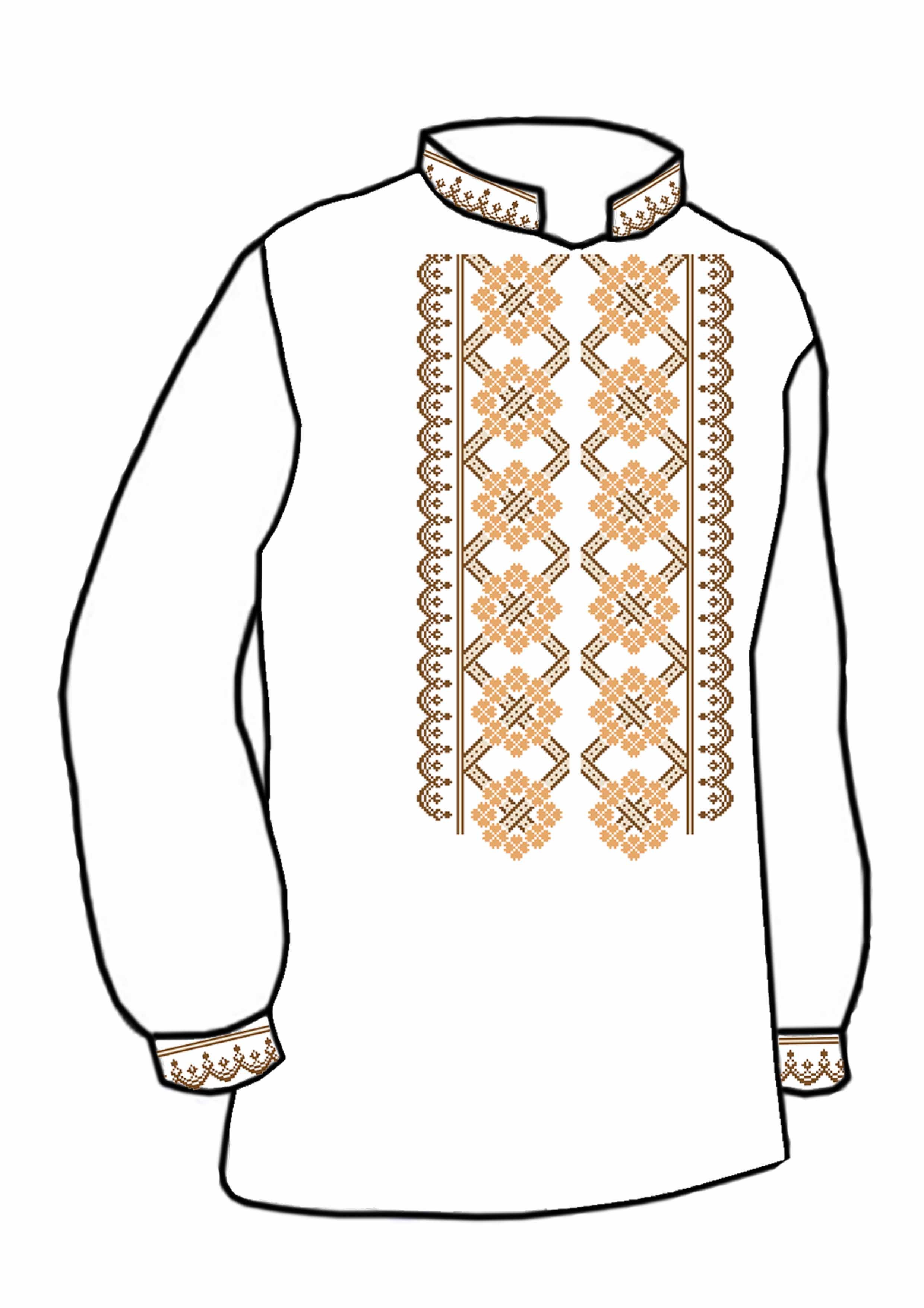 Заготовка для вышивки нитями или бисером/рубашка мужская не пошитая СЧД-192 домотканное полотно