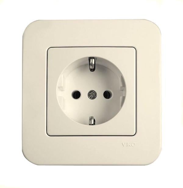 Розетка одинарная с заземлением Viko Rollina Кремовый (00000012921)