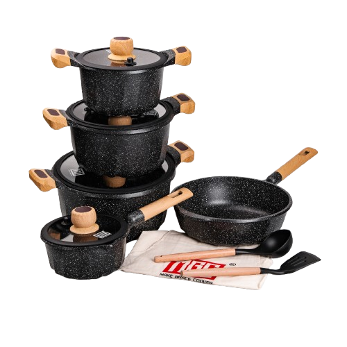 Набор посуды MGC из 4 кастрюль и сковородок Черный