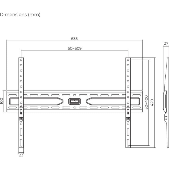 Кронштейн с уровнем Brateck KL36-46F 37-86" до 45 кг. VESA 600x400 Black (30836022) - фото 7
