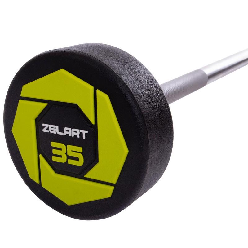 Штанга фіксована пряма Urethane Barbell Zelart TA-2689 35 кг Зелено-чорний (58363124) - фото 3