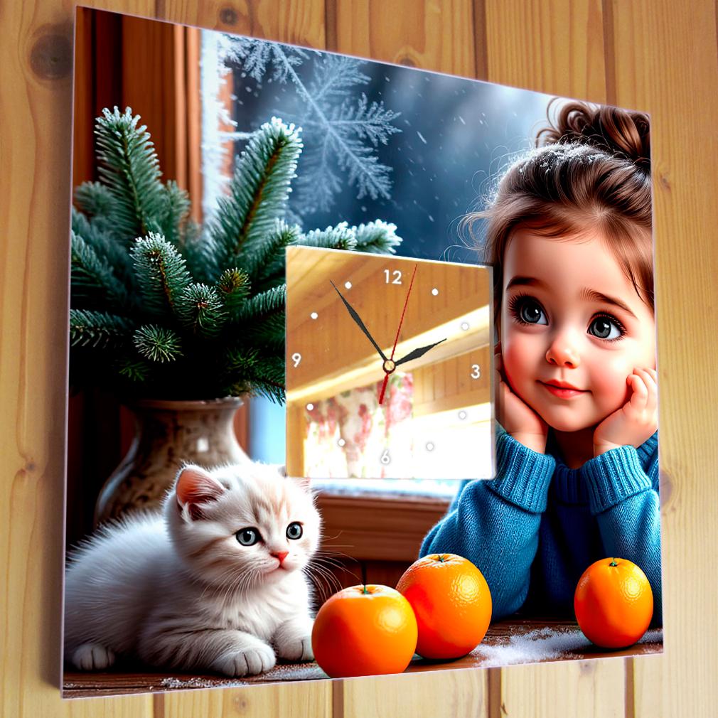 Часы Девочка и зима 260x260 мм (C04660) - фото 2 Часы Девочка и зима 260x260 мм (C04660) - фото 2