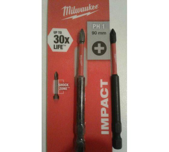 Біта Milwaukee Shockwave PH1 90 мм 1 шт. (4932430851) - фото 5 Біта Milwaukee Shockwave PH1 90 мм 1 шт. (4932430851) - фото 5