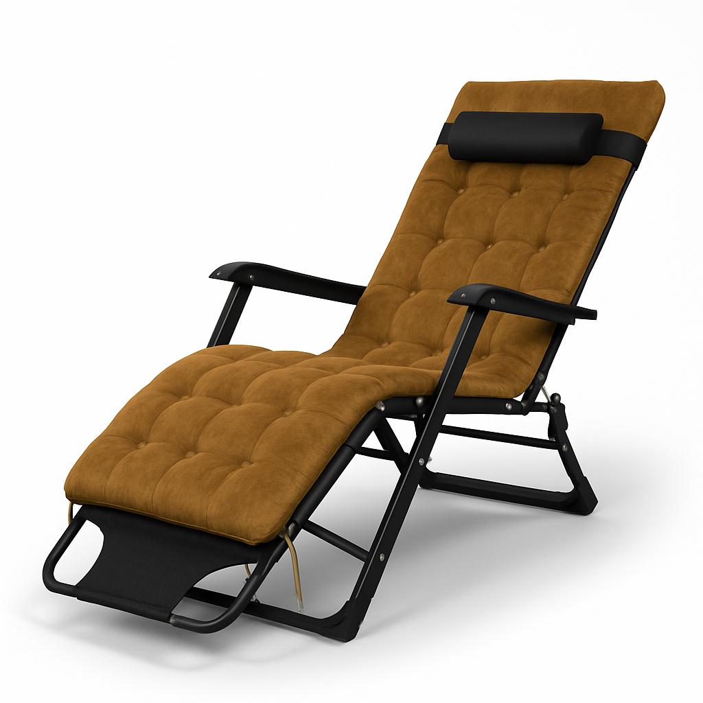 Шезлонг з оксамитовим матрацом LEOBRO 175х66х77 см з регулюванням спинки Brown (leo-140791)