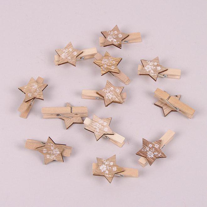 Декор на прищепке Flora Звезда 12 шт. (25321)