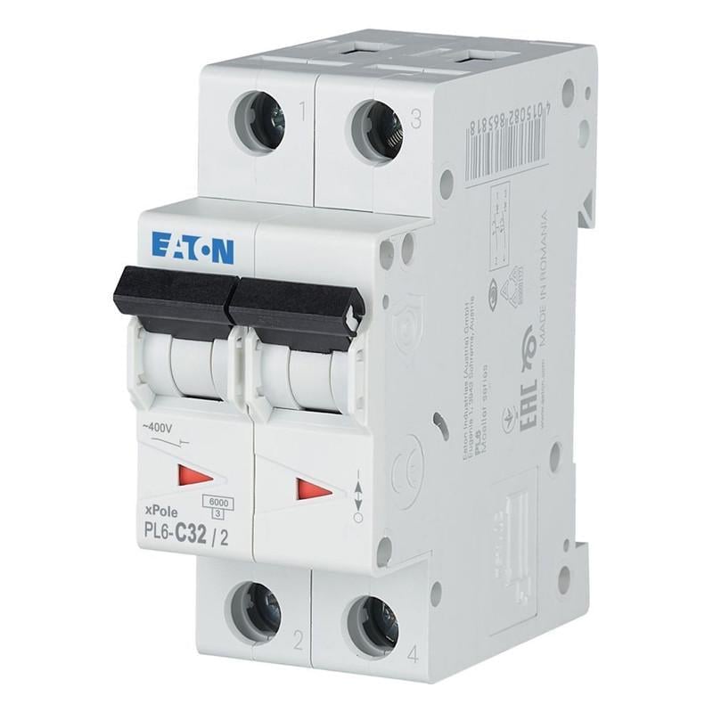 Автоматический выключатель Eaton PL6 2P 32A 6kA C (286570)
