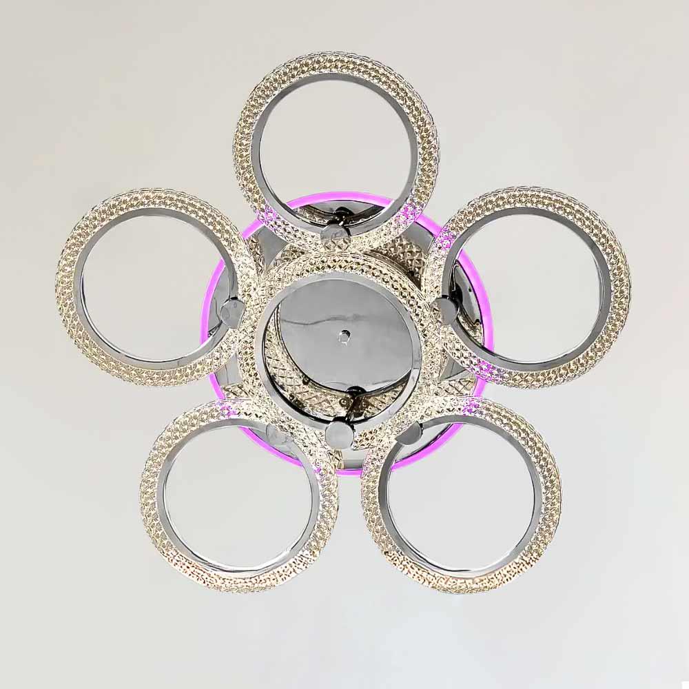 Люстра потолочная светодиодная Light House SC-19285/5/1C CR PK/BU/PL 132W/28W 2,4G 780х130 мм Хром