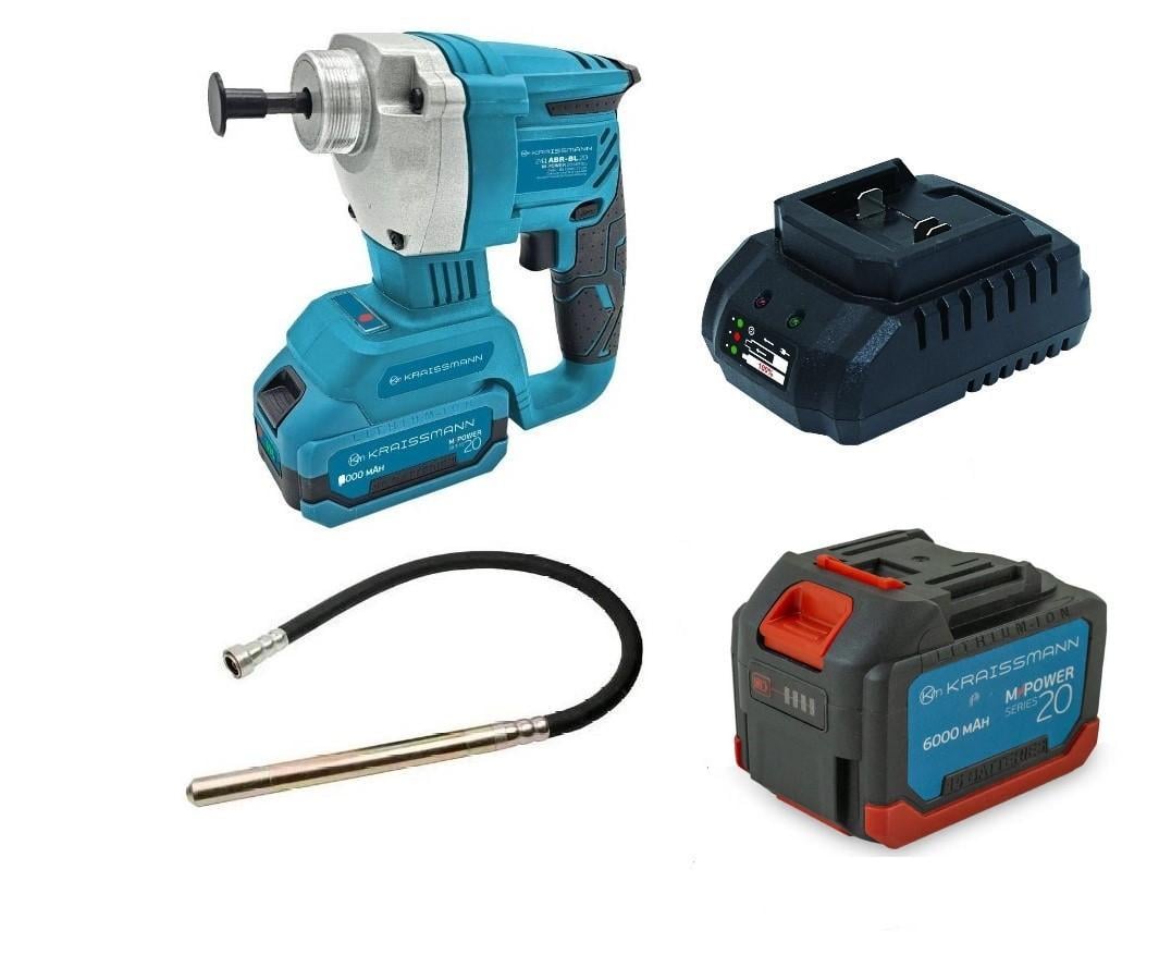 Виброуплотнитель бетона аккумуляторный KRAISSMANN 241 ABR-BL 20MP аккумулятор 6 Ач/зарядное устройство/вибронаконечник 3 м (21347143)