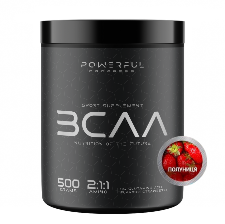 Аминокислоты Powerful Progress BCAA 2:1:1 Instant со вкусом клубники 500 г - фото 1