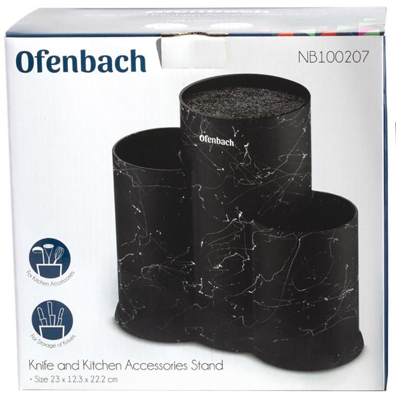 Підставка-колода Ofenbach Black Marble для кухонних ножів і ножиць 23х12х22 см потрійна кругла (NB-100207) - фото 6