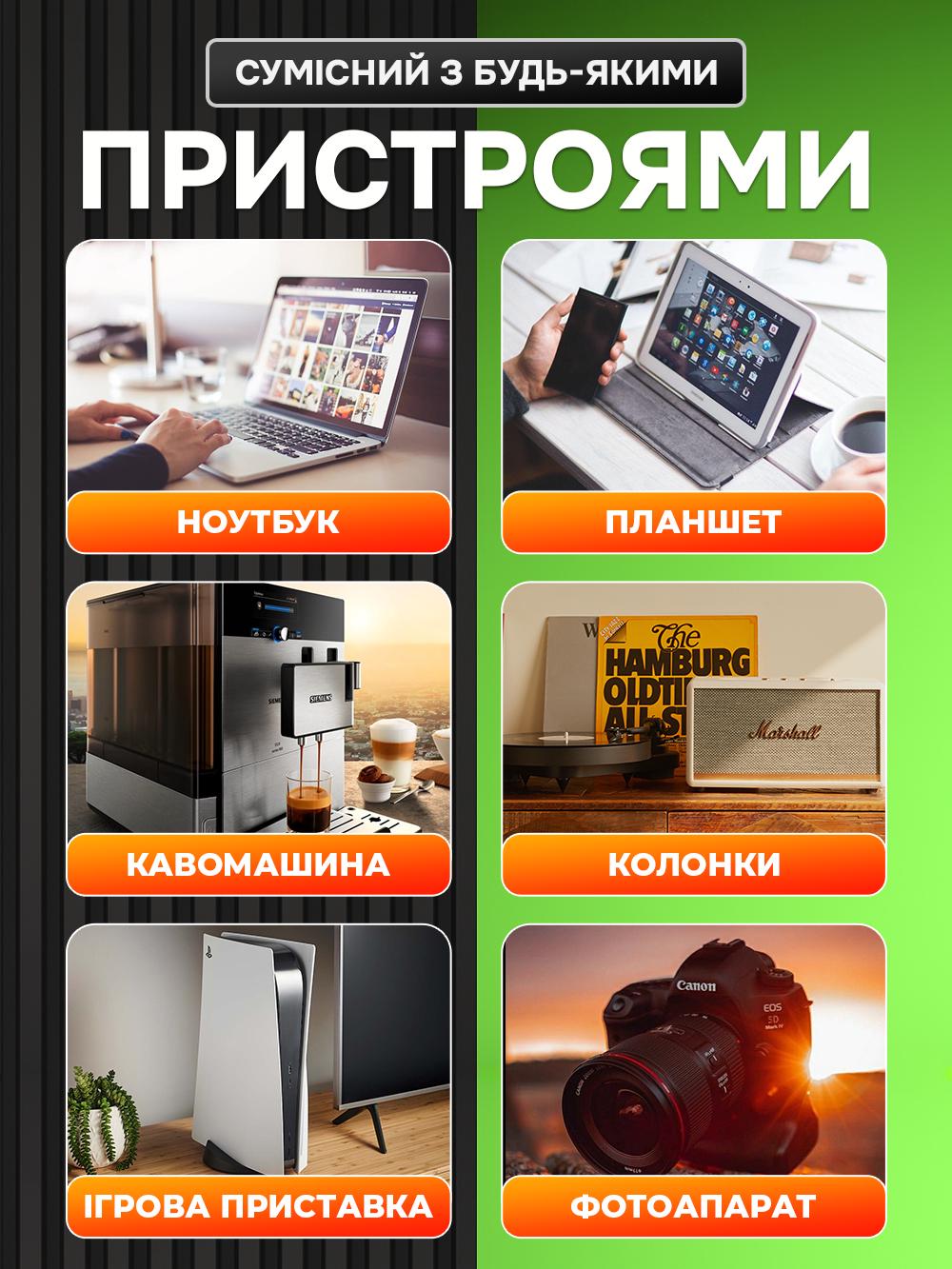 Фильтр сетевой универсальный Andowl Q-PX990X1 10в1 с USB Type-C хабом 3000 Вт для 10 устройств 1,7 м Черный (4ed54a10) - фото 5