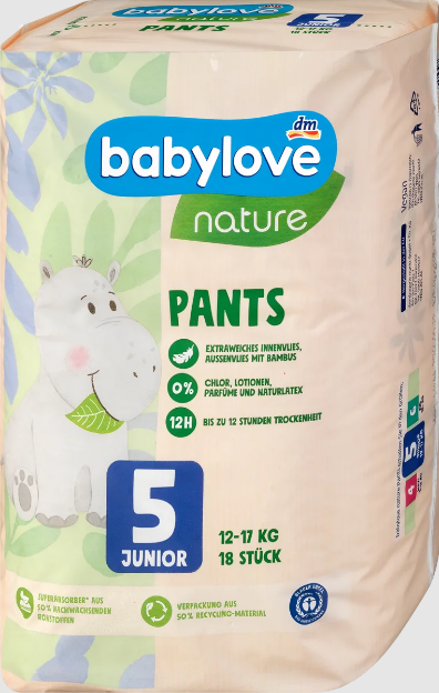 Підгузки трусиками Babylove 5 від 12 до 17 кг 18 шт. (4066447114249)