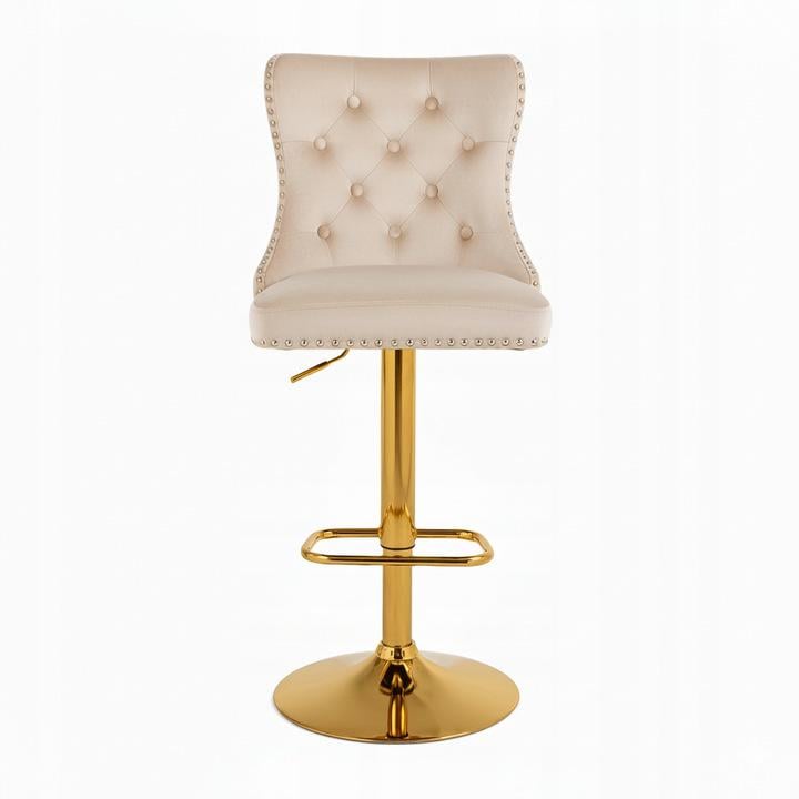 Барний стілець Crystal Velvet з декоративним левом Бежевий (29734170) - фото 4