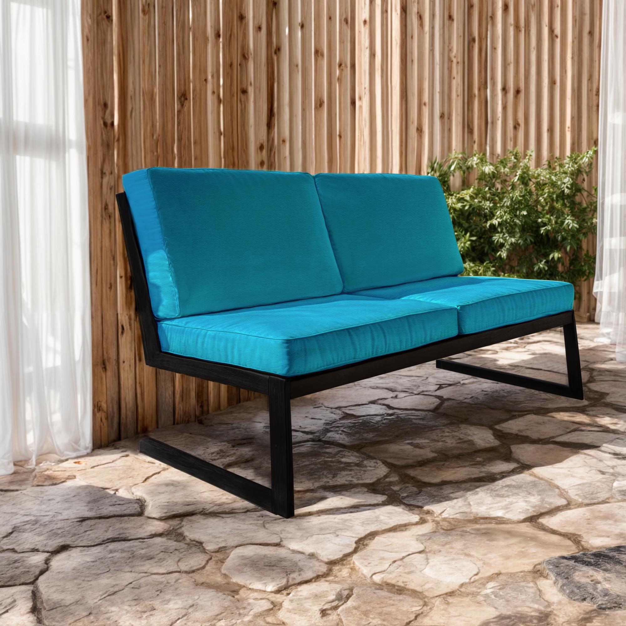 Диван металевий Tobi Sho Флекс DV6 з подушками 750х1560х700 мм рогожка 16/Бірюзовий (DV069384) - фото 3 Диван металевий Tobi Sho Флекс DV6 з подушками 750х1560х700 мм рогожка 16/Бірюзовий (DV069384) - фото 3