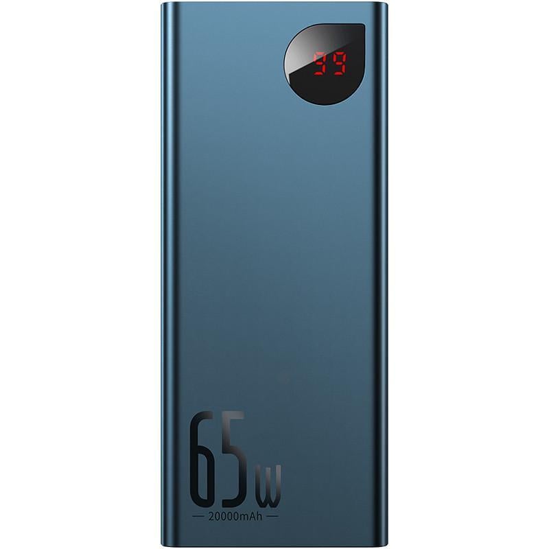 Мобильная батарея BASEUS Adaman Metal 20000mAh PD 65W USB-C 2xUSB QC 3.0 универсальная Blue
