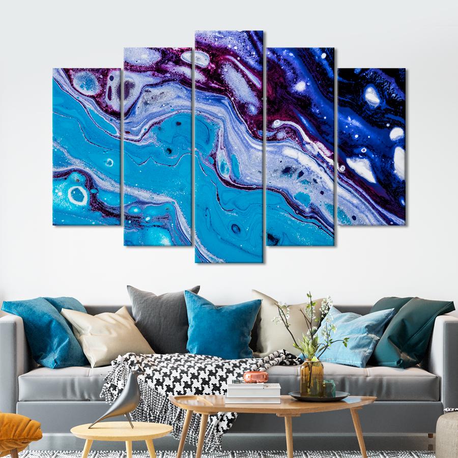 Картина абстракция Синий психоделический фон 137x85 см (A876-5)