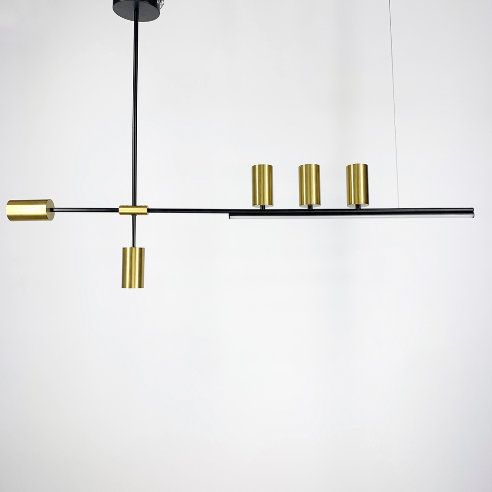 Люстра видовжена Attic із 5 золотими спотами Чорний (MBJ 3-1200 BK+GD)