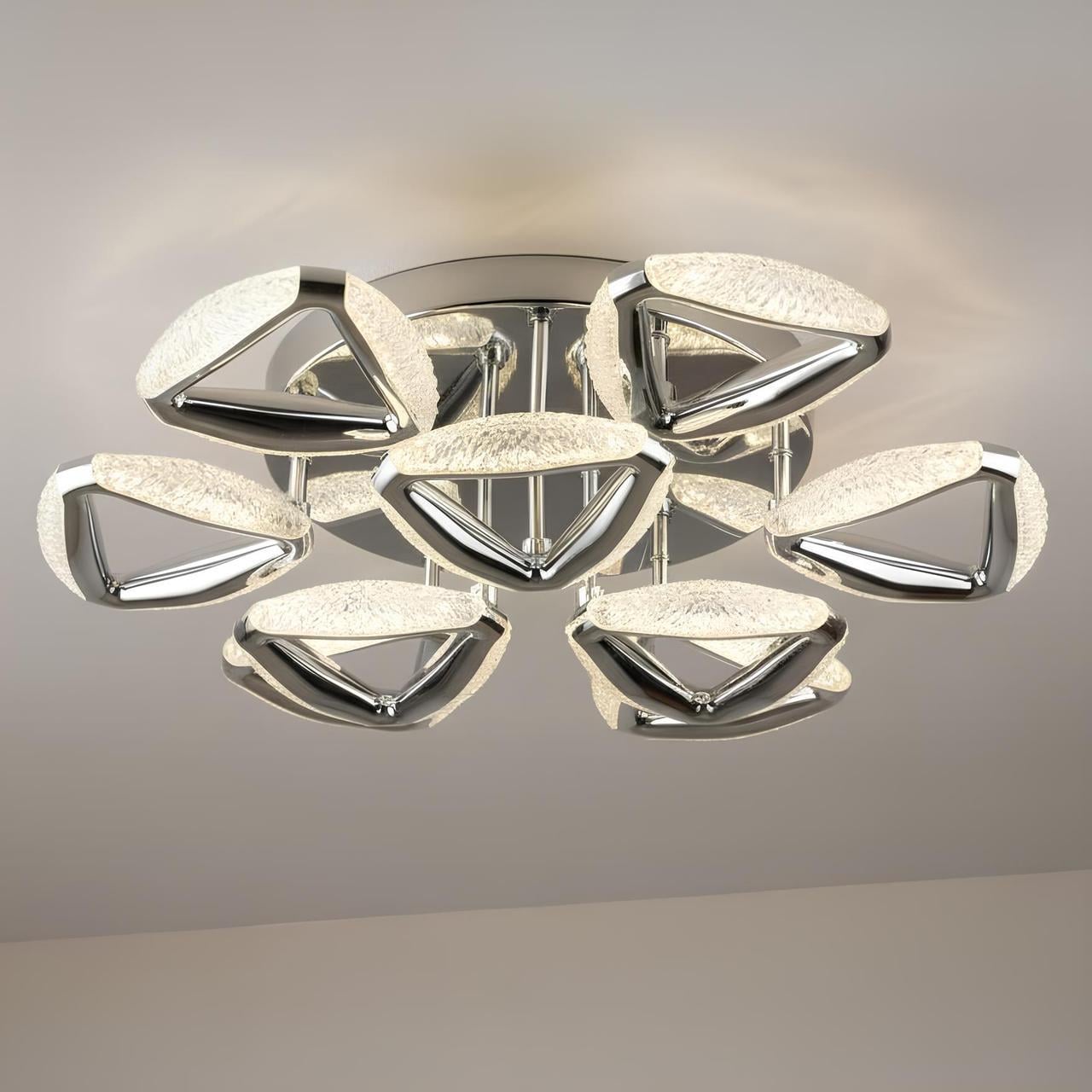 Люстра светодиодная Sirius 54W на девять акриловых рассеивателей 3000/6500K Хром (B YH1302/9 CH)