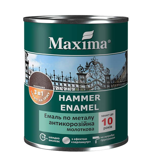 Эмаль антикоррозионная Maxima 3в1 по металлу молотковая 2,3 кг Серебристый (29902136)