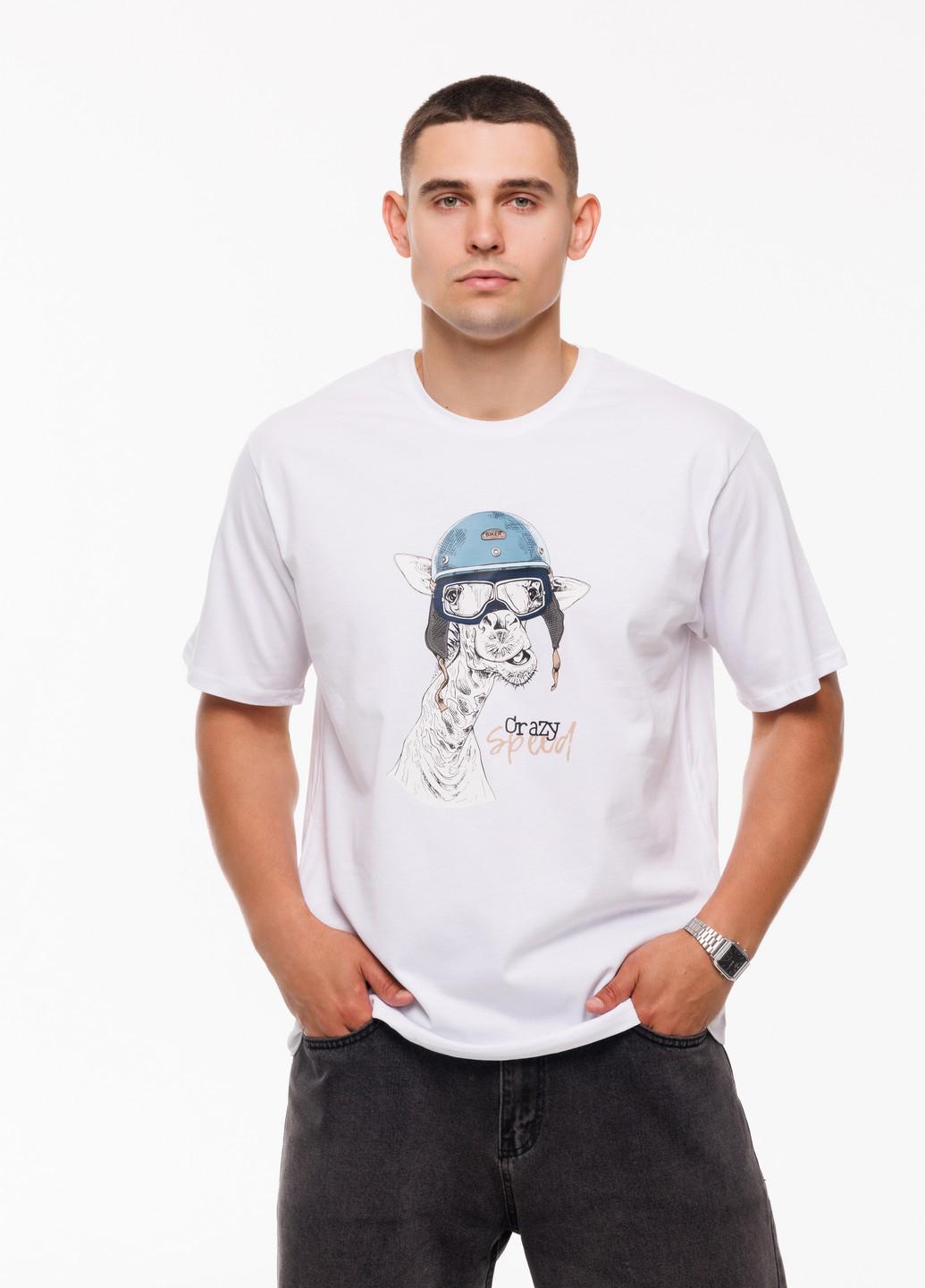 Мужская футболка Crazy speed Наталюкс 4XL Белый (1218033200071)