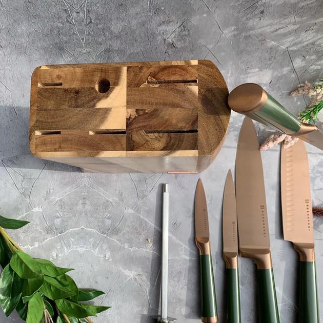 Набор ножей кухонных Edenberg EB-11029 с деревянной подставкой 7 пр. Зеленый (EB-11029) - фото 5 Набор ножей кухонных Edenberg EB-11029 с деревянной подставкой 7 пр. Зеленый (EB-11029) - фото 5