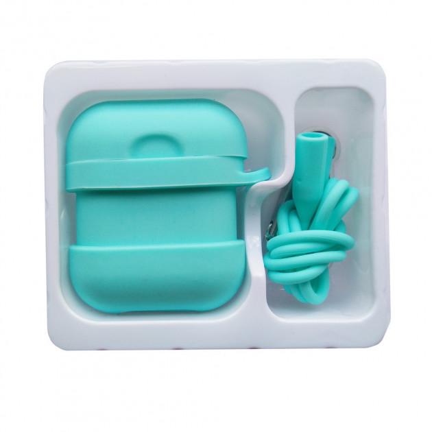 Чехол для наушников Alitek AirPods 3в1 с карабином и шнуроком Голубой