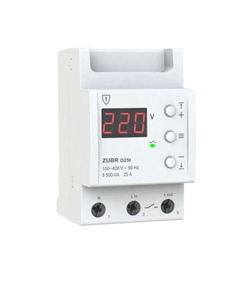 Реле контроля напряжения ZUBR D25t 25 А с термозащитой Реле контроля напряжения ZUBR D25t 25 А с термозащитой