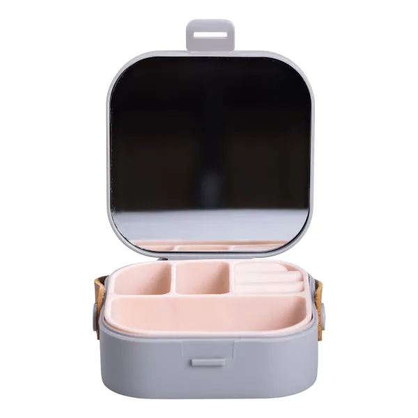 Ящик для украшений Mini Box с зеркалом 9х9х3,8 см Серый (HP-5-27G)