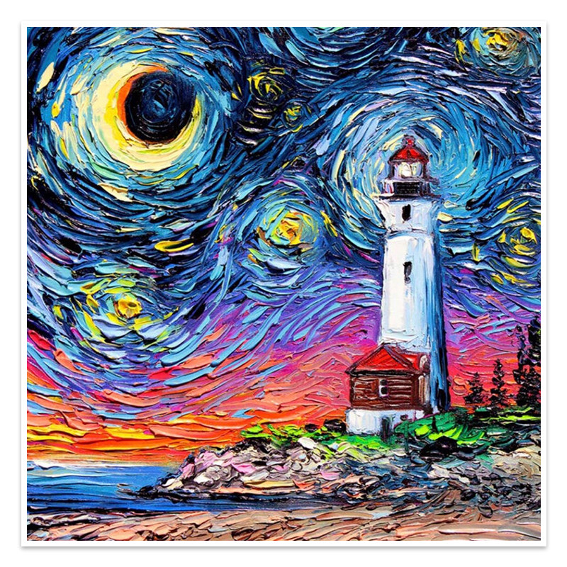 Мозаїка алмазна Lesko DIY HG019 Маяк 30х30 см