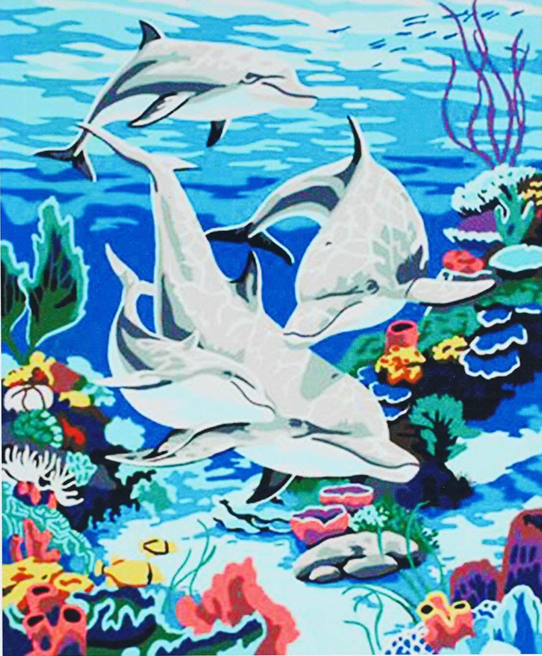 Алмазна мозаїка-картина за номерами TK Group B 78666/30 Дельфіни в коробці 40x50 см (24711045)