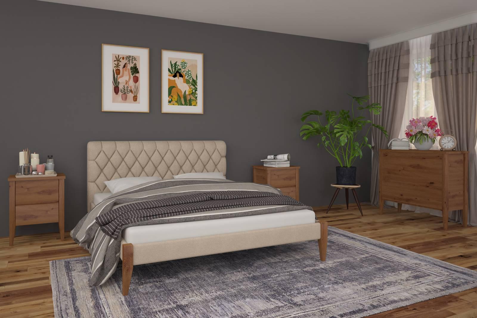 Кровать полуторная Mebigrand Венеция ТК 23 120х200 см Орех светлый/Аляска (MBG-1512)