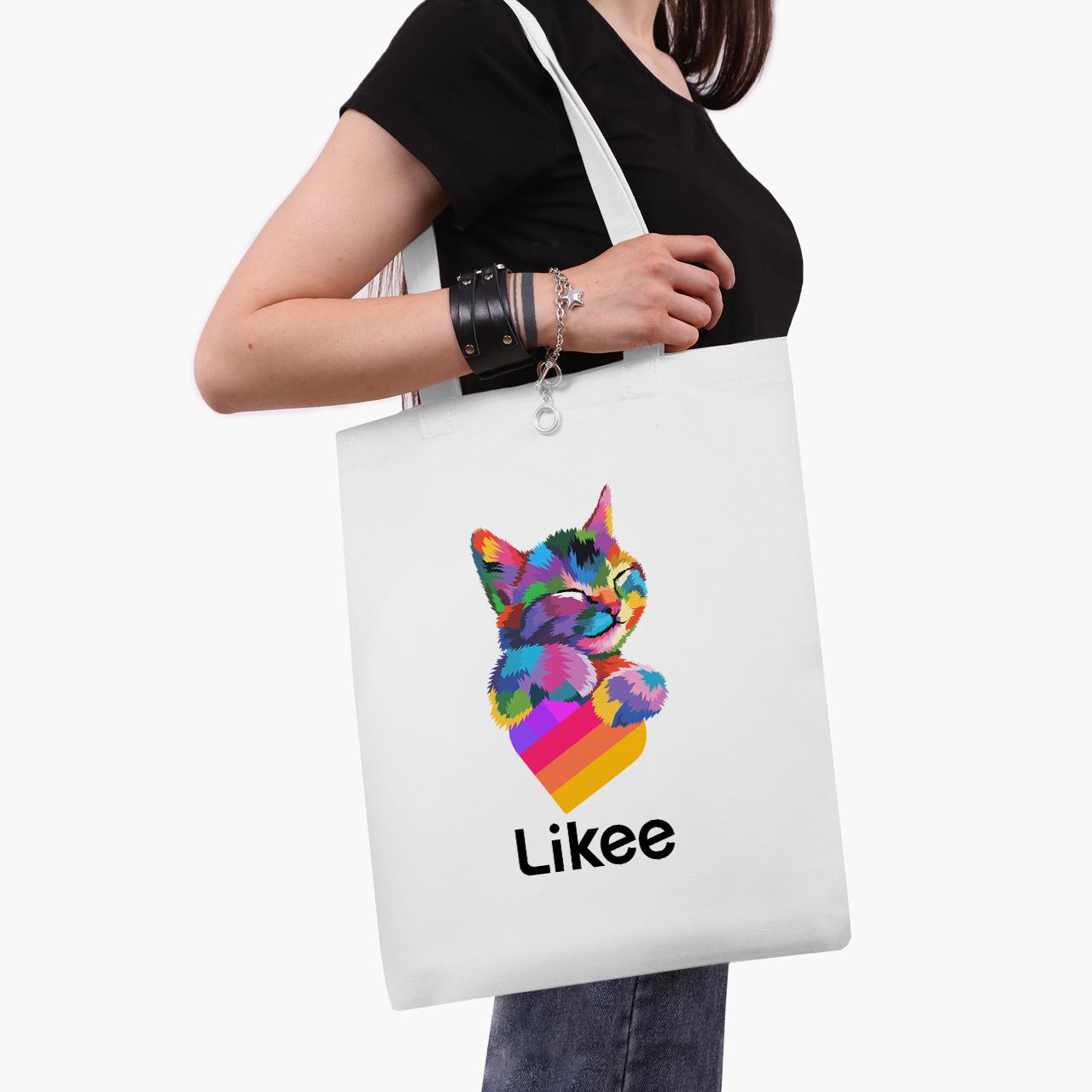 Эко сумка шоппер Likee Cat 41х35 см Белый (9227-1040-WT1)