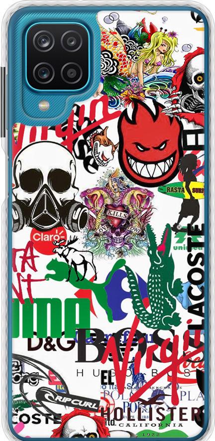 Чехол на Samsung Galaxy A12 A125F Many different logos (4022pc-2201-42517)