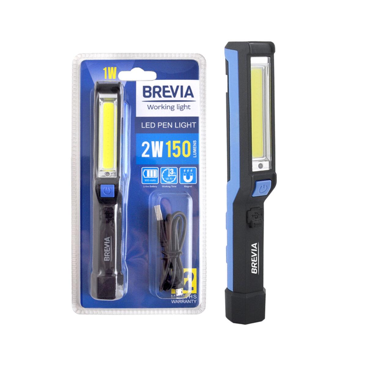 Ручной фонарь Brevia LED Pen Light 2W COB 1 W 150 lm 900 mAh microUSB (3458) - фото 2