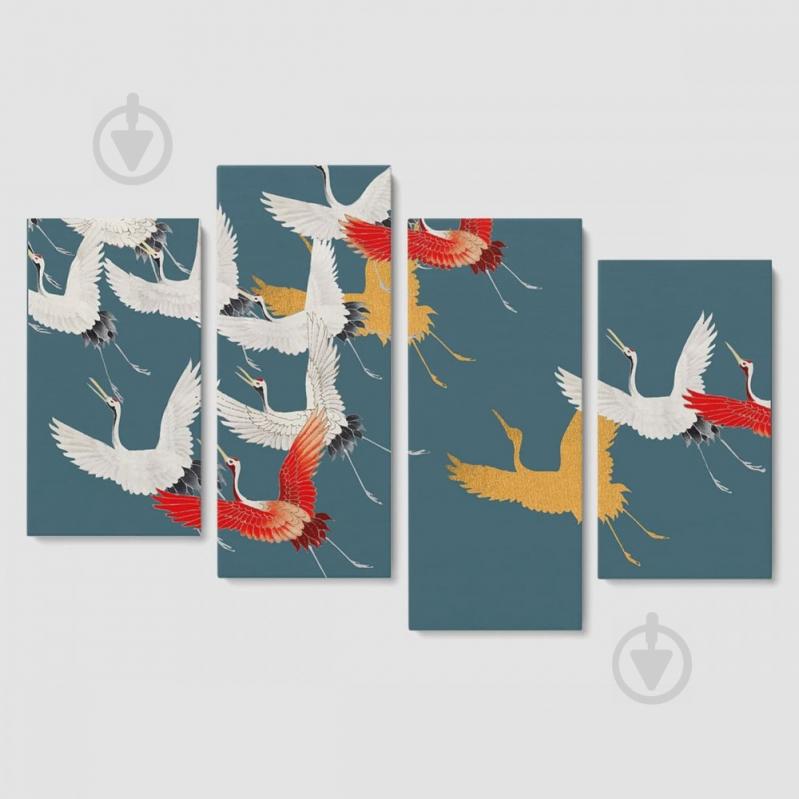 Модульная картина из четырех частей Malevich Store Стая цапель 129x90 см (MK412823)