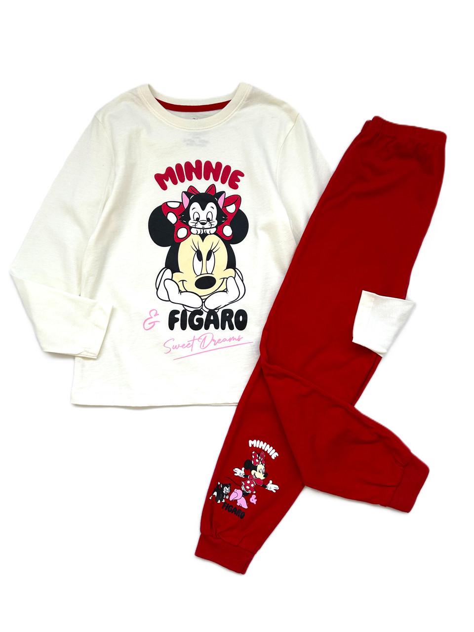 Піжама для дівчини PRIMARK Minni Mouse лонгслів та штани 122 см Червоний (2548909245)