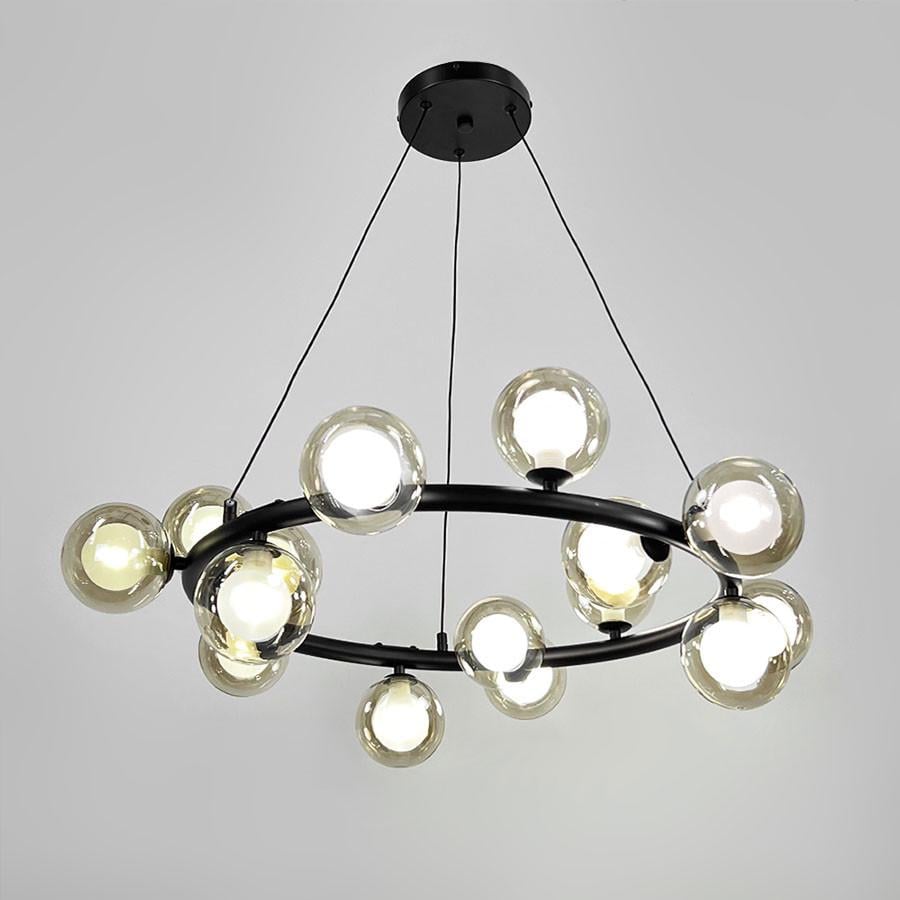 Люстра с 15 двойными янтарными плафонами Ø 75 см Черный (SG 48/15 BK+CL+WT) Люстра с 15 двойными янтарными плафонами Ø 75 см Черный (SG 48/15 BK+CL+WT)