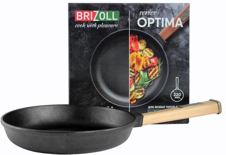 Сковорода чавунна Brizoll Next N2240-P зі знімною ручкою 220х40 мм Чорний (89-90-N2240-P)