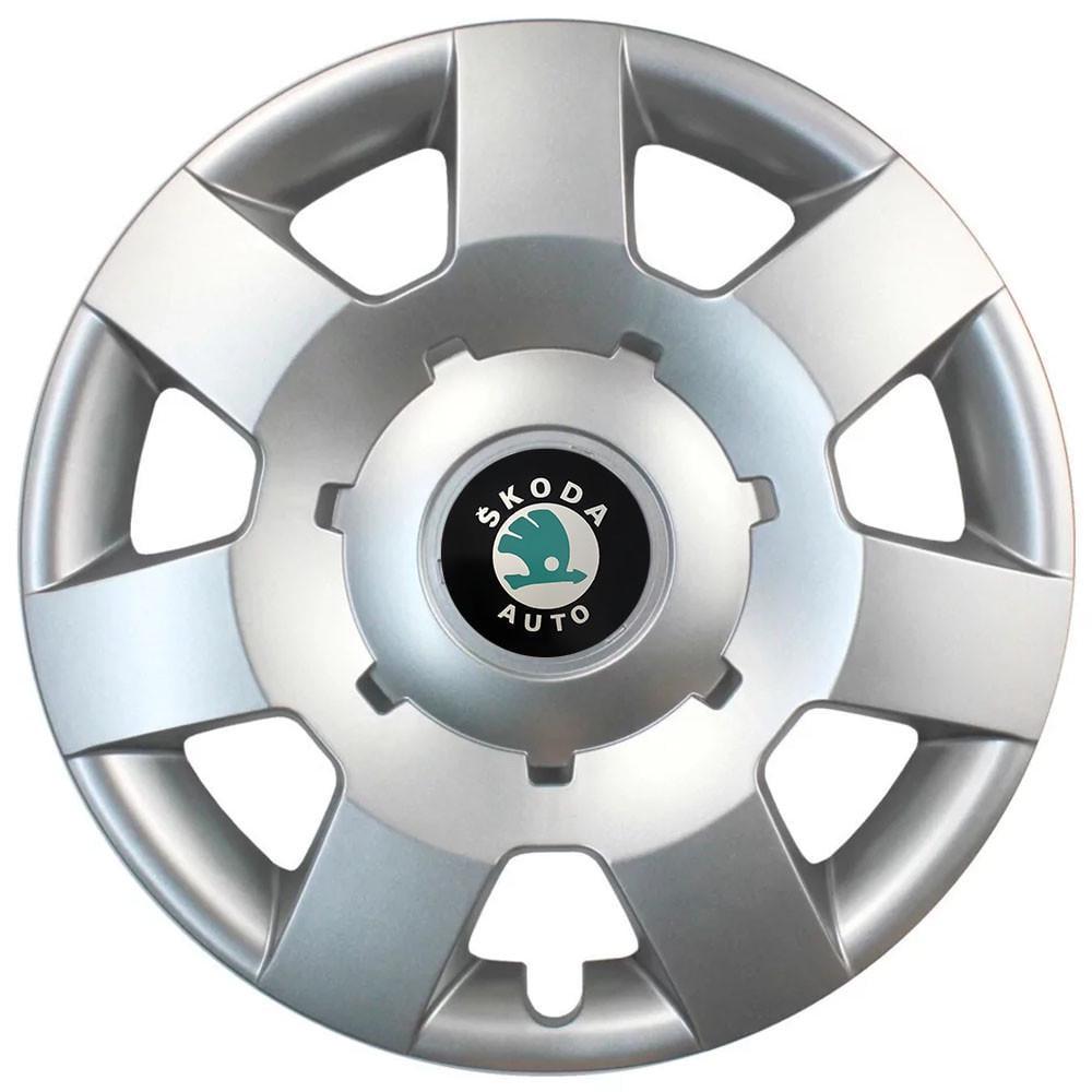 Колпаки модельные R14 Skoda 219 4 шт. SJS Серебряный/Зеленый (2654555396)