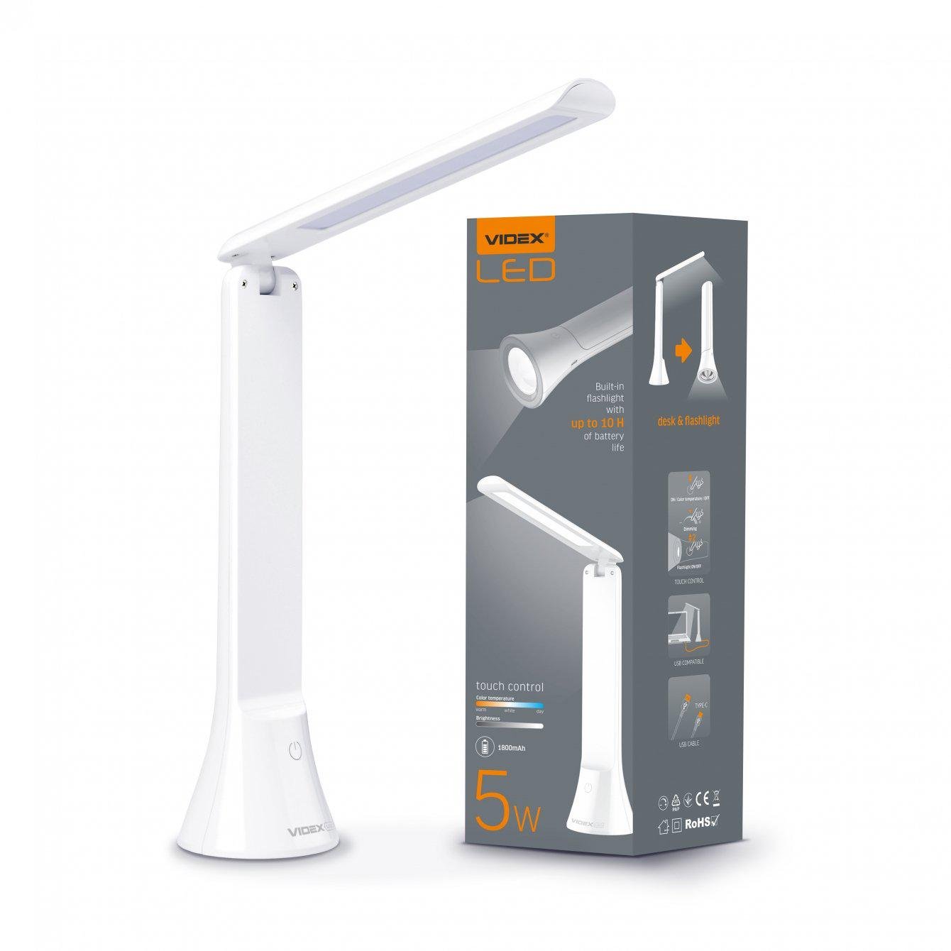 Настольная лампа-фонарик VIDEX LED TF11W 5W 3000-5500K (VL-TF11W)