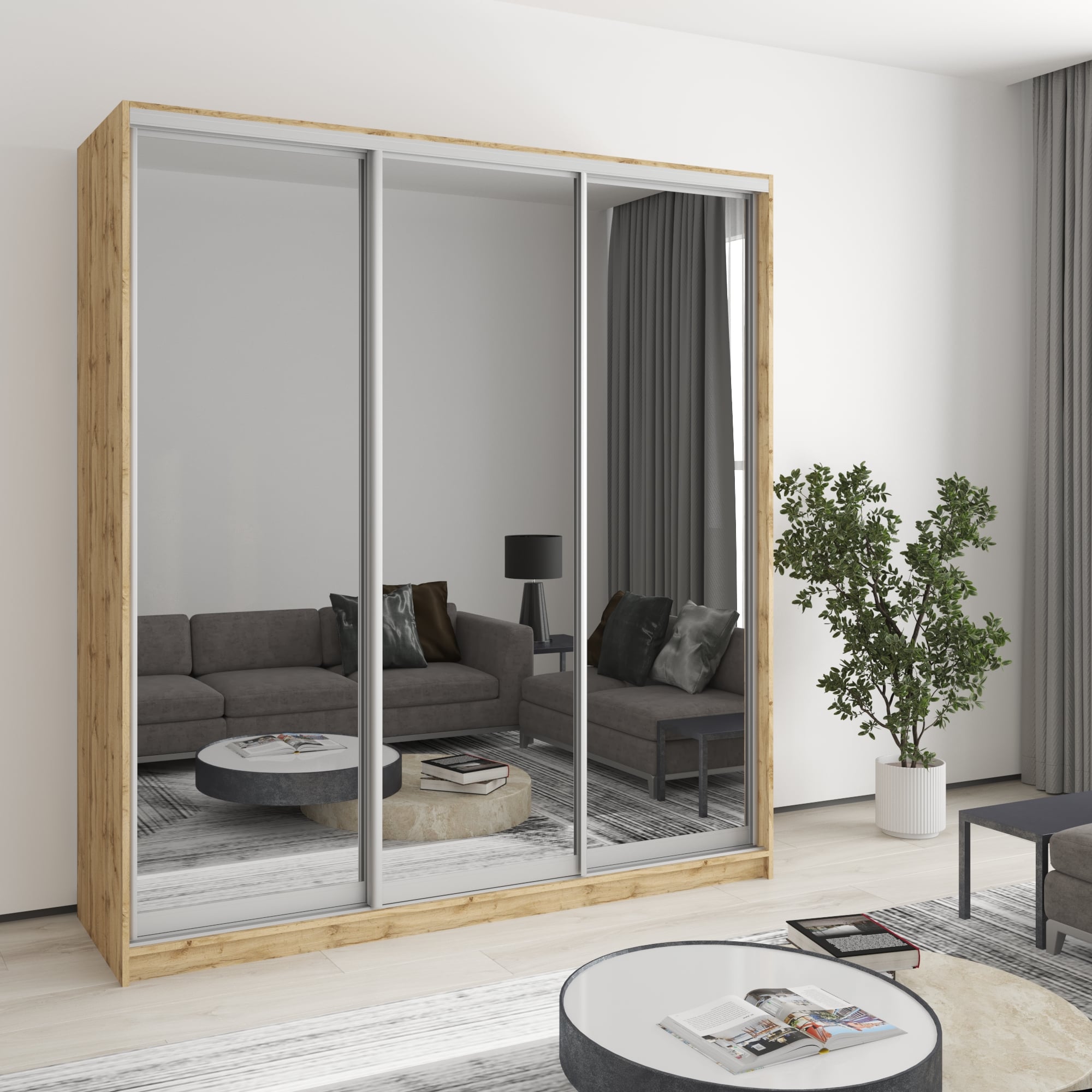 Шафа-купе тридверна Mebel Star Комбо AL MBS-4306 190х60х210 см Дуб тахо (1005489)