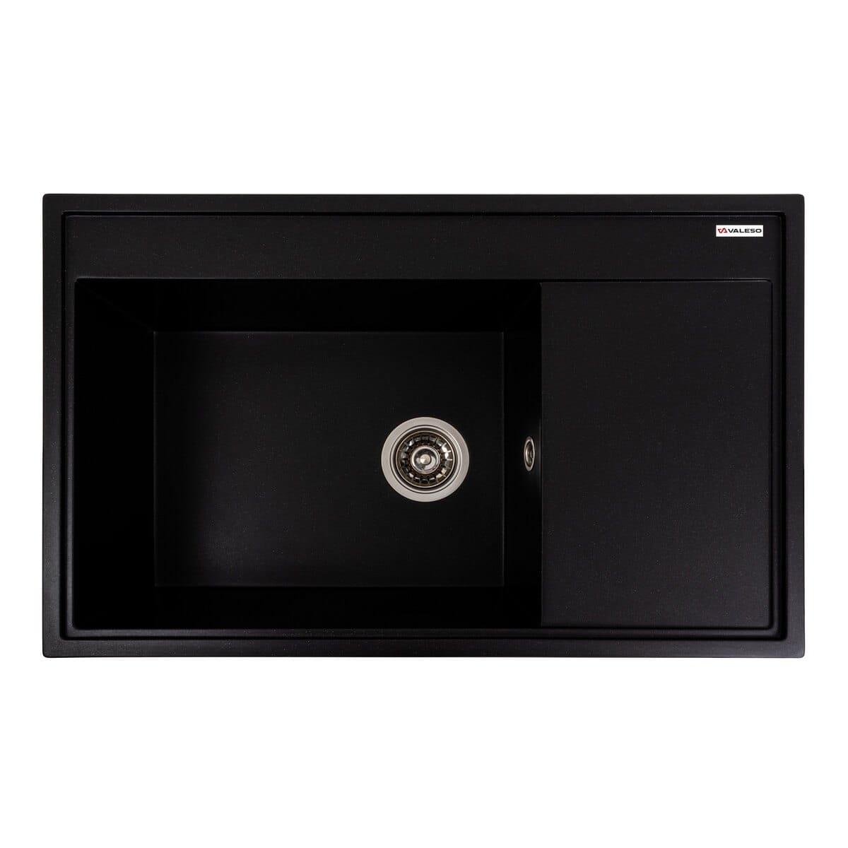 Мойка гранитная Valeso Azurit 790х500 врезная прямоугольная Черный металлик матовый (PLTM-SP000047465)