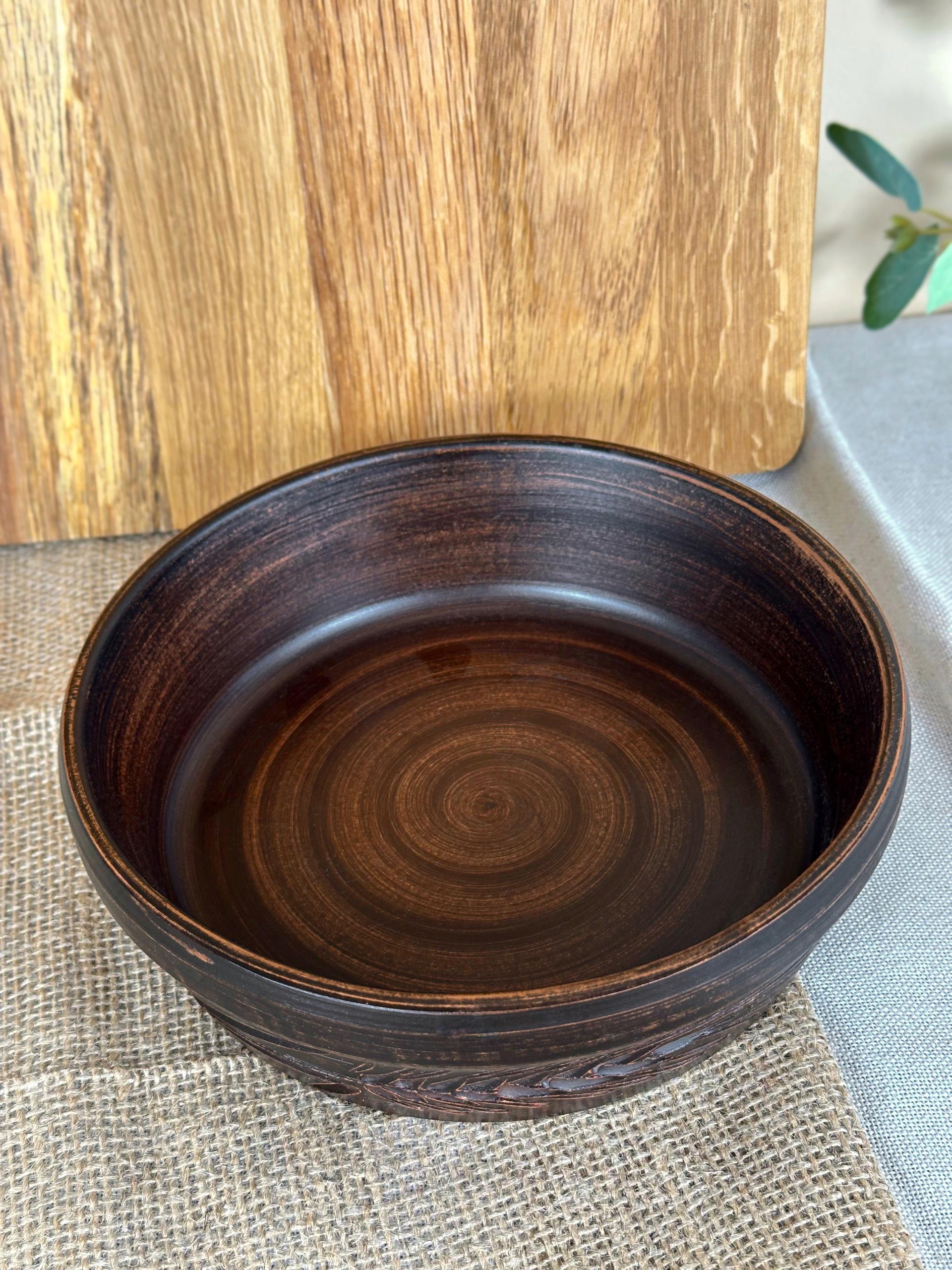 Миска під бануш різьблена глиняна Гражда Колосок 1,1 л (13002-16) - фото 4