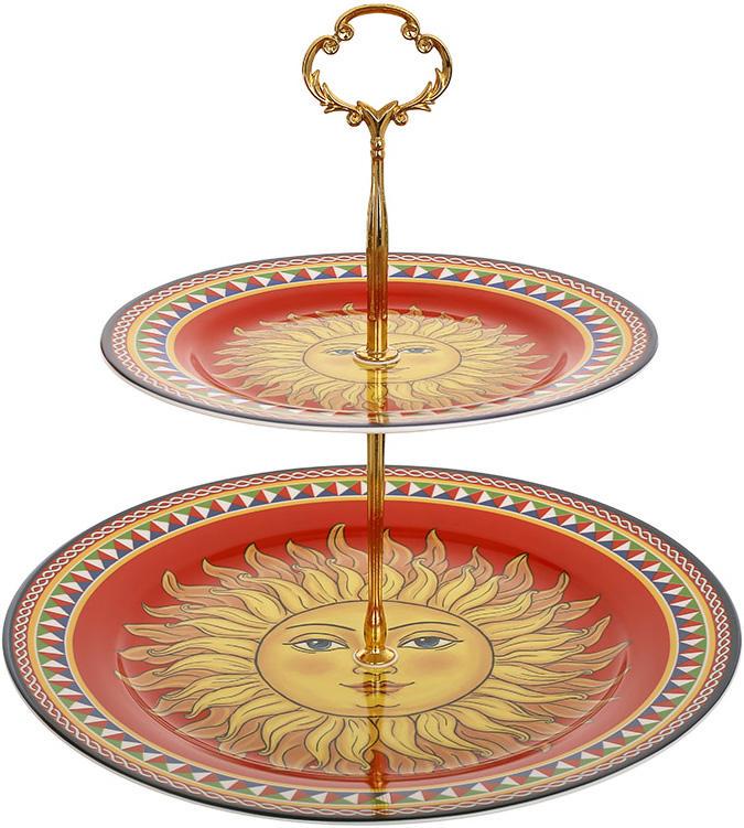 Фуршетная стойка Sicilia Sole Ø27/Ø19 см фарфоровая 2-х ярусная