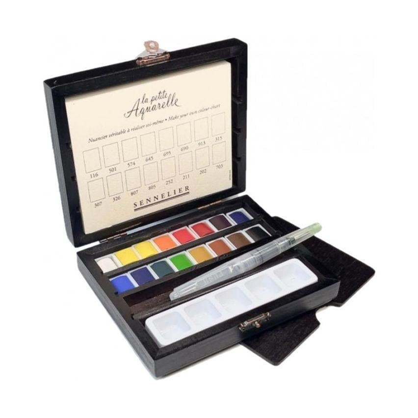 Набор акварели Sennelier La Petite в деревянном пенале 16 цветов полукювета