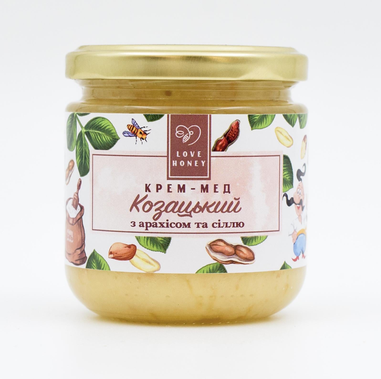 Крем-мед LOVE HONEY Козацький з арахісом та сіллю без цукру 250 г